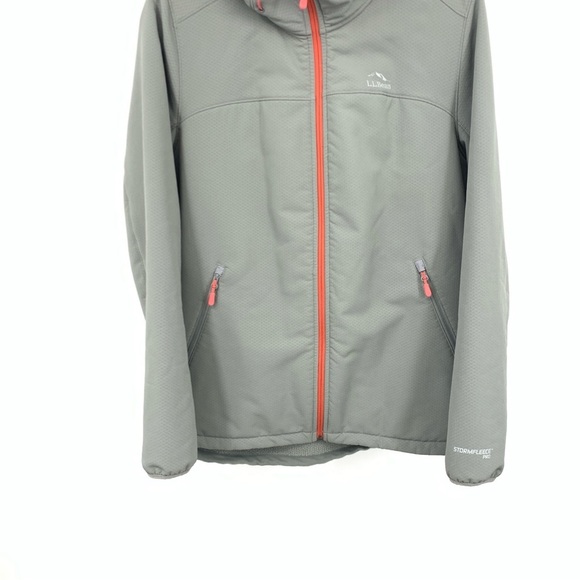 LL Bean Jacket Women Size Large Zip Front Coat Gray Storm Fleece Pro Lined Hood - Picture 3 of 9